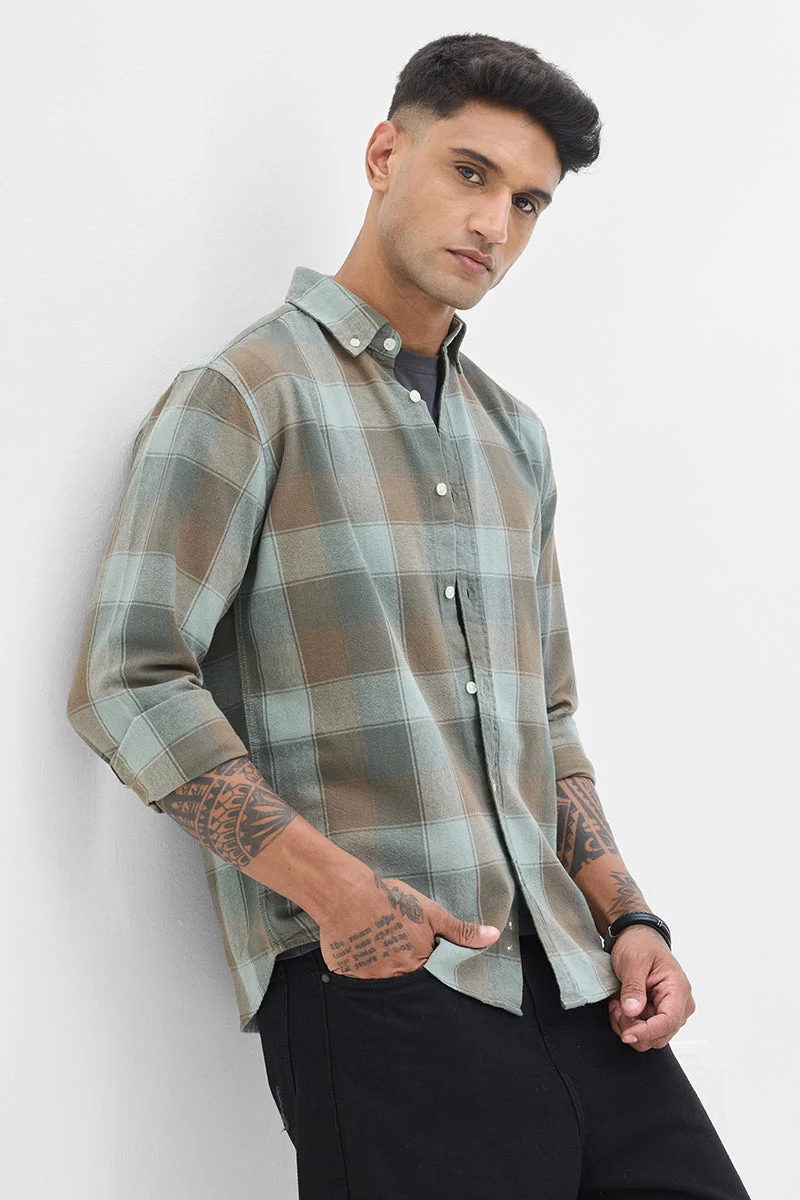 سنيتش Green Checks Button Down Shirt